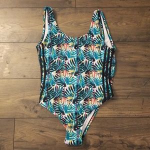 Adidas 3 Stripe Palms Swim One Piece NWT
